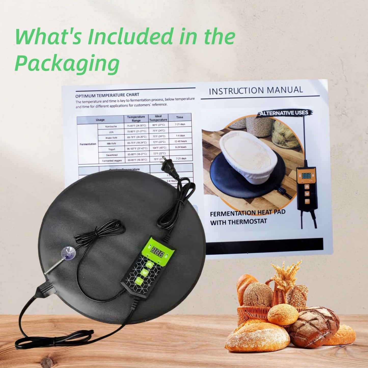 Sourdough Starter Warmer with Digital Heating thermostat, Multi Functional pad for Brewing & Fermentation, sourdough heating mat Ideal for Kitchen and Home Baking