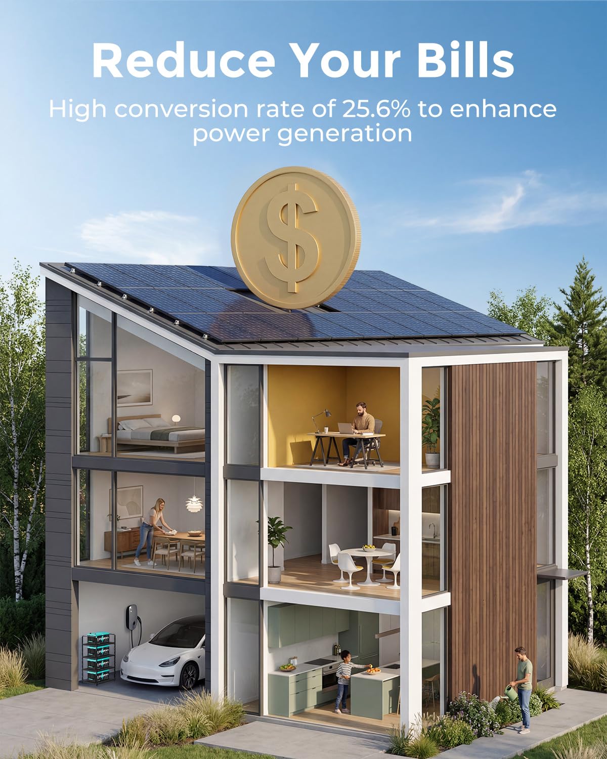ECOBOSS 200W Solar Panel, N-Type 16BB 12V 200 Watt Solar Panel with 25.6% High Efficiency, IP68 Waterproof & 30-Year Long-Lasting Design, for RV, Van, Marine, Rooftop, Cabin & Off-Grid Power Systems