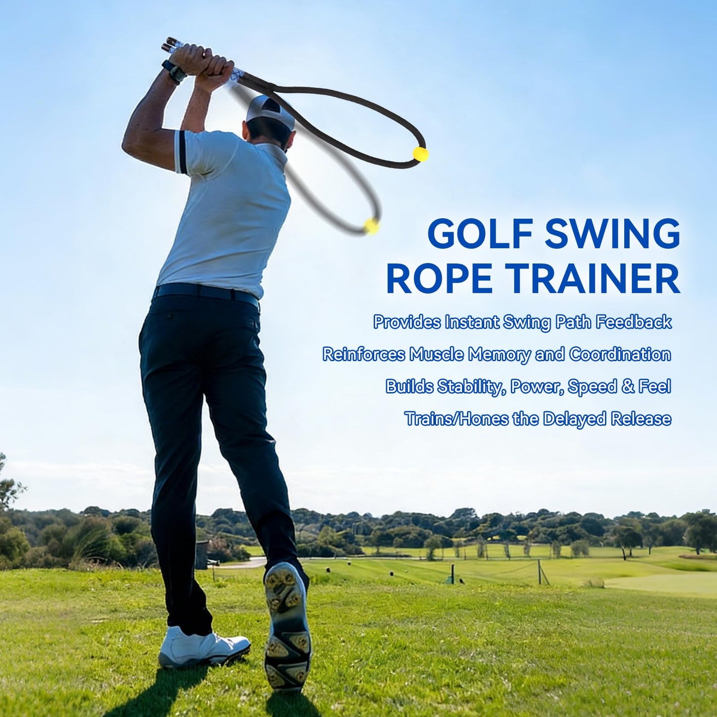 MIKOSI Weighted Golf Rope Swing Trainer - Swing Training Aid to Improve Tempo, Speed, Rhythm, Flexibility and Strength for All Levels, Golf Warm-Up Practice Equipment