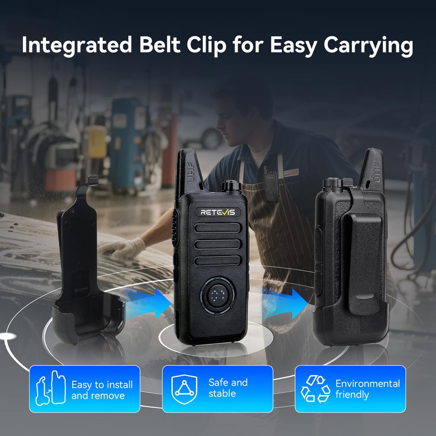 Retevis RT22S 2 Way Radios Rechargeable,Long Range Walkie Talkies with Earpiece and Mic Set,Channel Display,Signal Prompt,Handsfree Portable Two-Way Radio(6 Pack) with 6 Way Multi Gang Charger