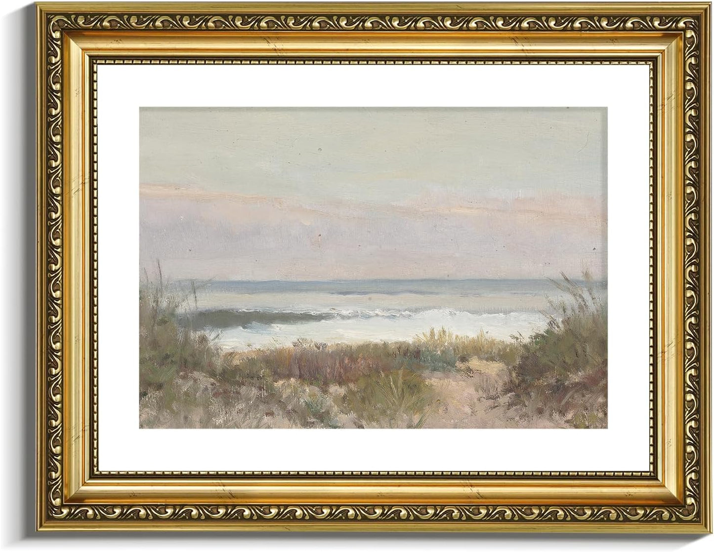 VIYYIEA Gold Framed Canvas Print - Classical Coastal Scenery Wall Art for Home Decor | 11x14in