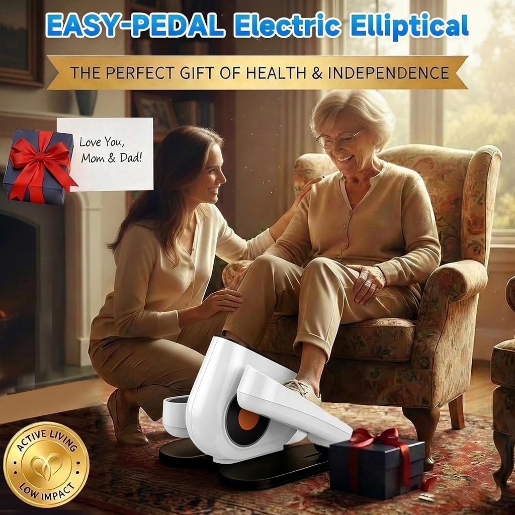 HJDFGSS Under Desk Elliptical Machine, Electric Leg Exerciser While Sitting for Seniors with Remote Control, Quiet Portable Seated Pedal Exerciser, Auto & Manual Mode, 10 Speeds for Home Office（White）