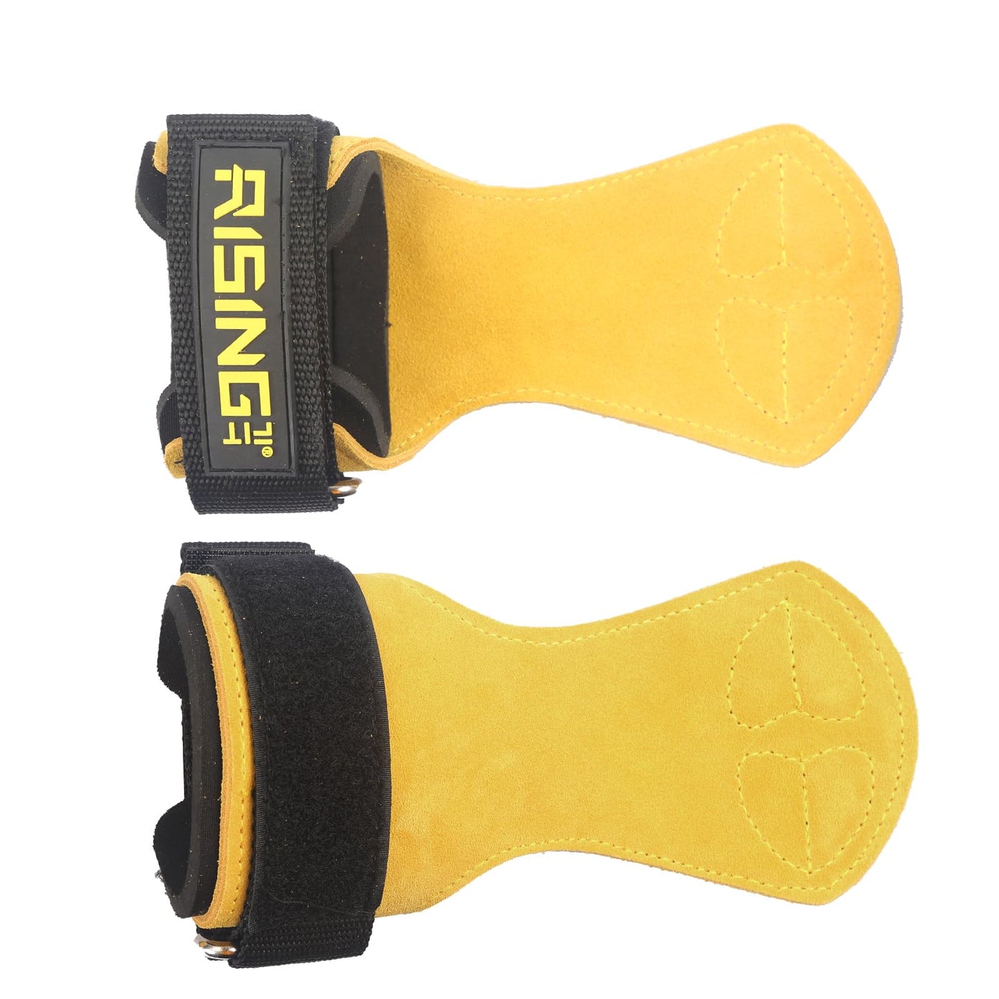 RISINGFIT Weight Lifting Wrist Strap,Double Layer Leather Weightlifting Wrist Strap for Deadlift and Powerlifting, Adjustable Neoprene Padded Gym Workout Lifting Wrist Hooks for Men/Women(Pair)