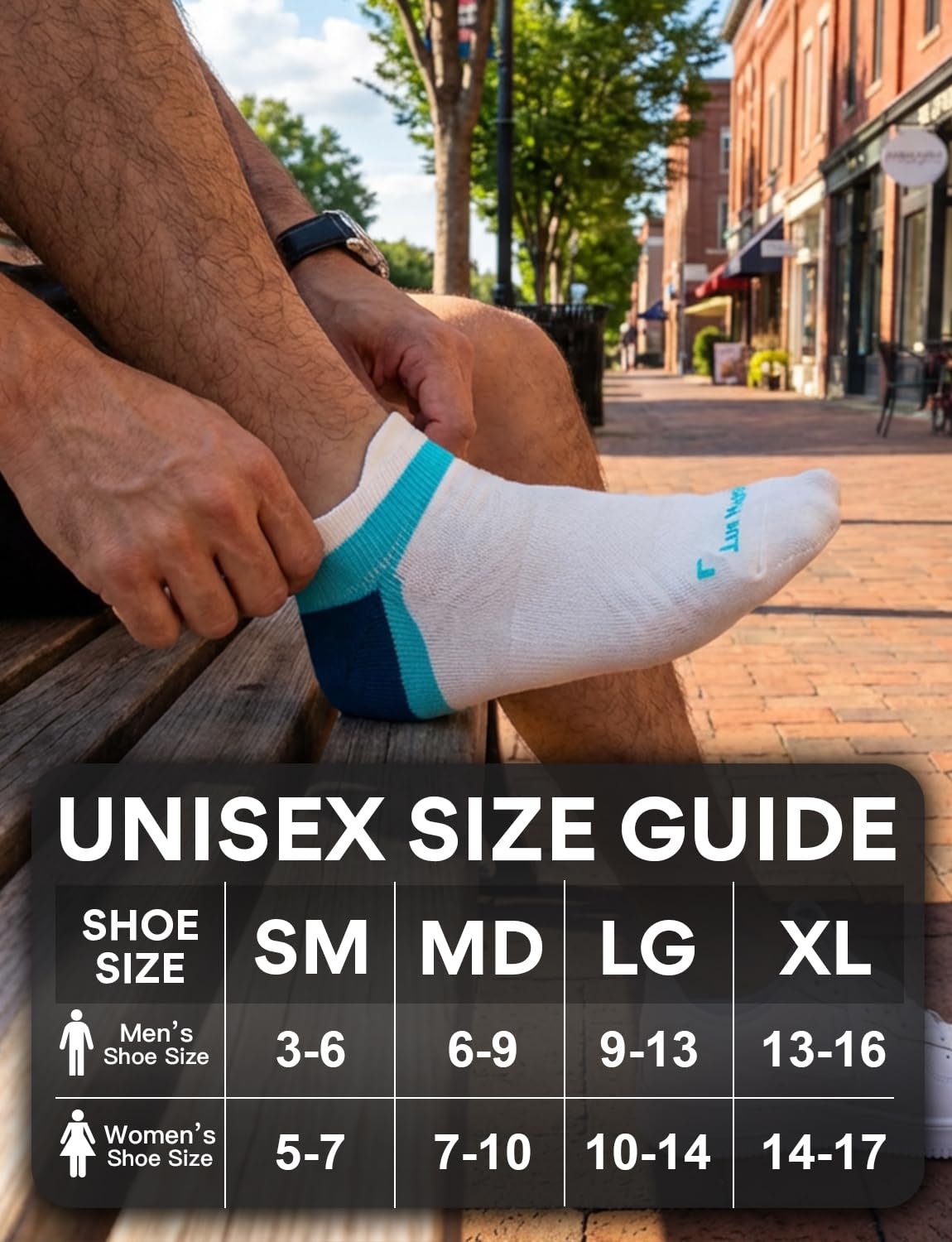Juclise Thin Merino Wool Compression Running Socks No Show Athletic Cooling Moisture Wicking Anti Blister Cushioned(White | Aqua, L)