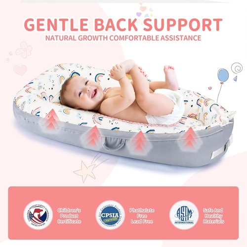**Baby Lounger | Ultra Soft Organic Cotton Nest for 0-24 Months - Breathable & Portable Design**