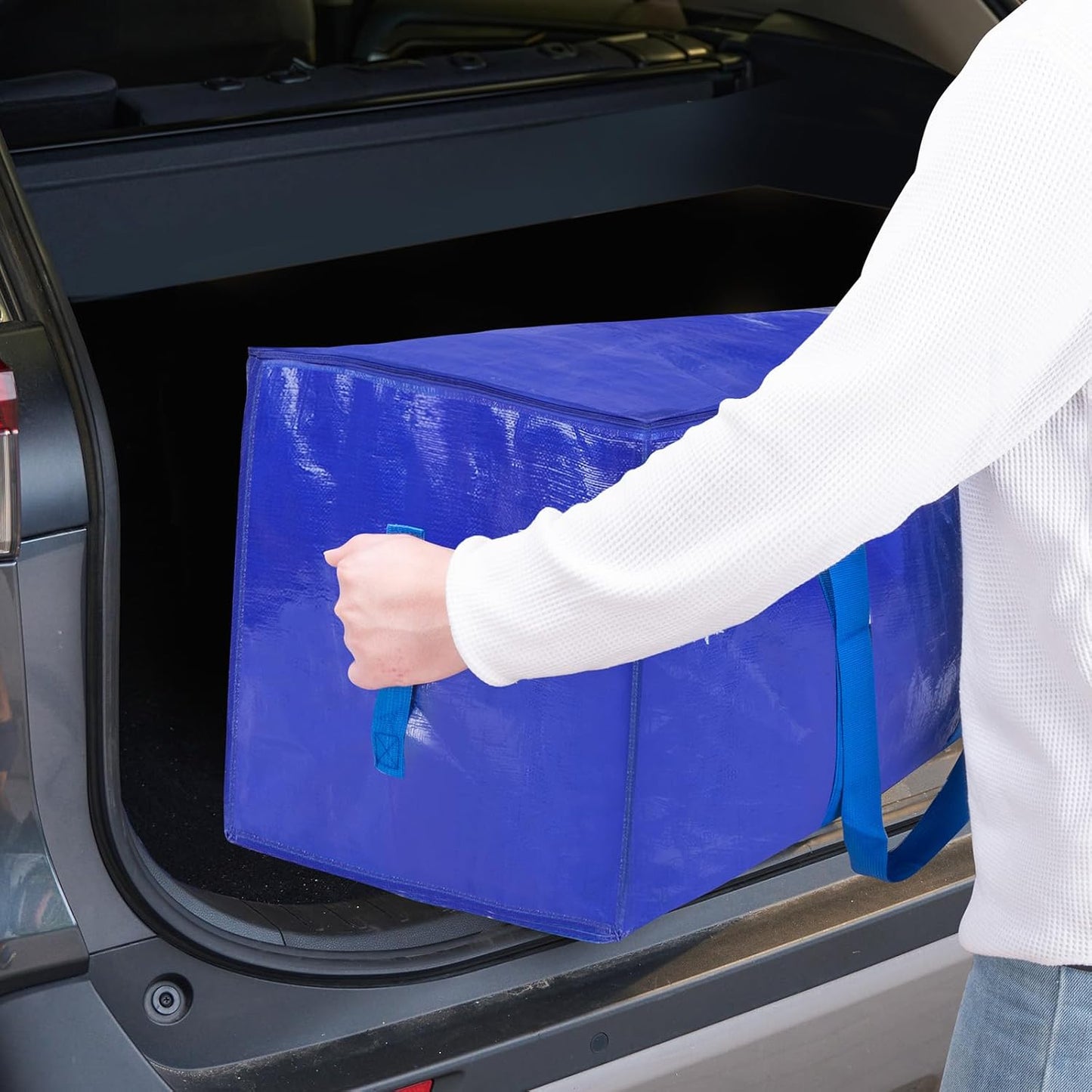 TICONN Extra Large Moving Bags - Heavy Duty Storage with Zippers & Handles | 6 Pack, Blue