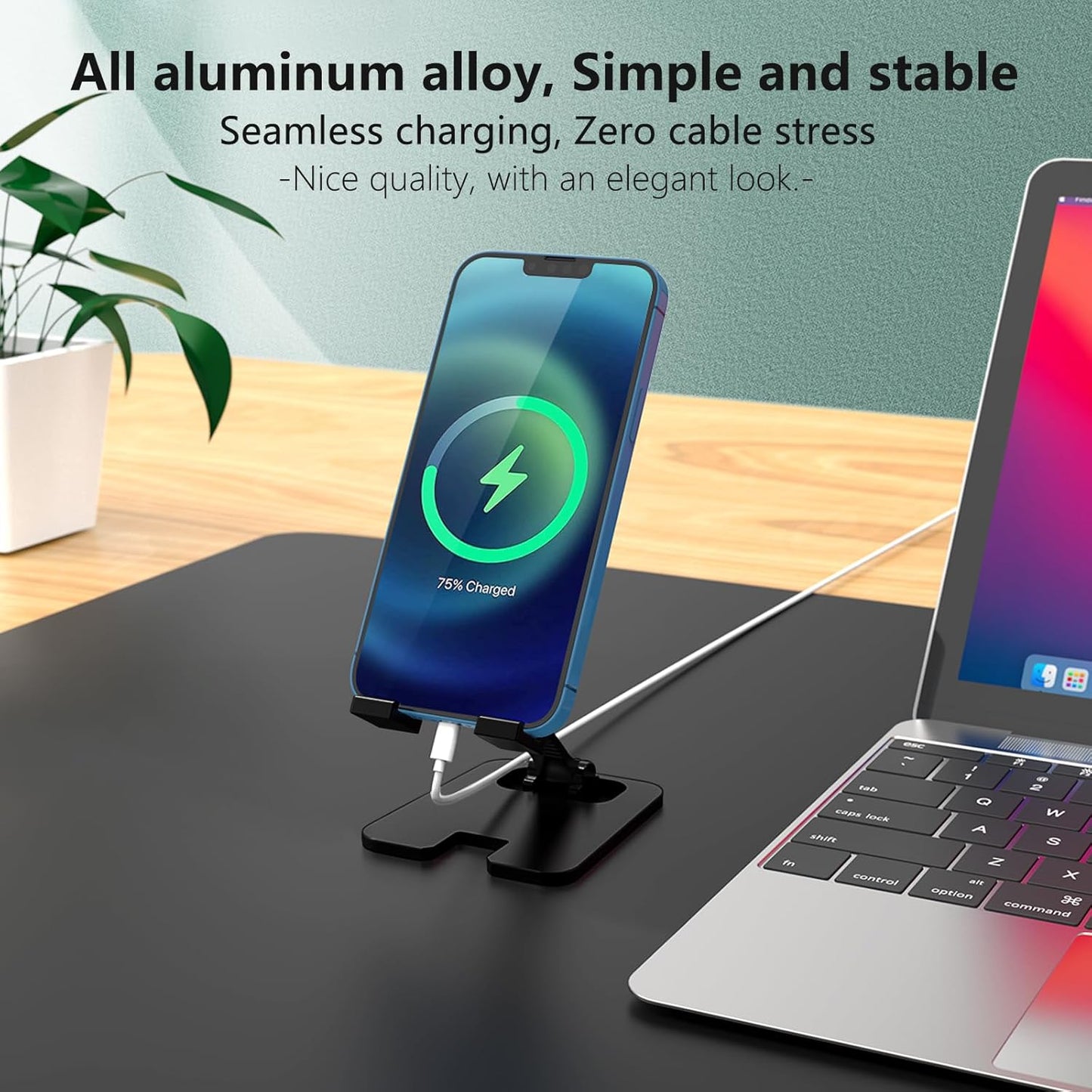 Amzpas 17 16 15 14 13 12 11 8, Adjustable Cell Phone Stand Metal, Foldable Desktop Cellphone Stand with Anti-Slip Base