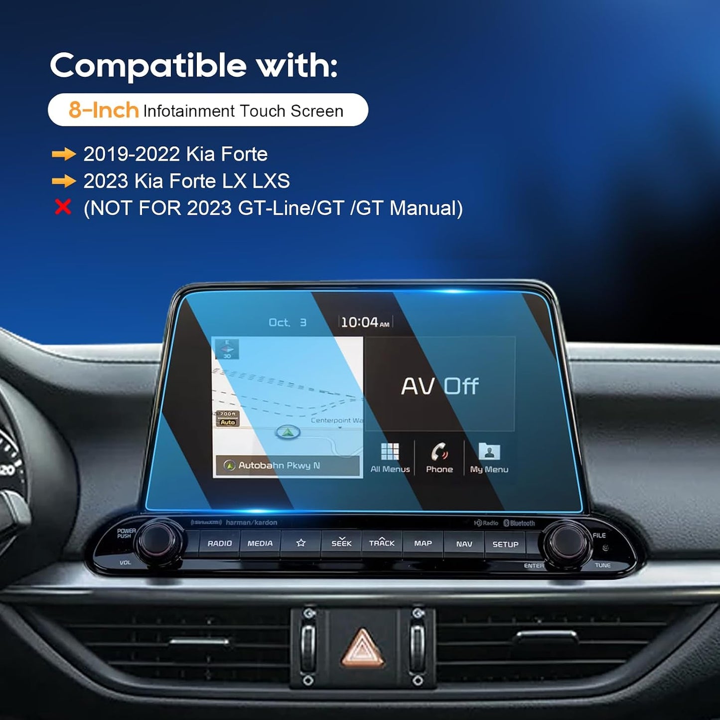 2019 2020 2021 8-Inch 9H LFOTPP Fit for Forte Car Navigation Screen Protector, Tempered Glass Hardness Audio