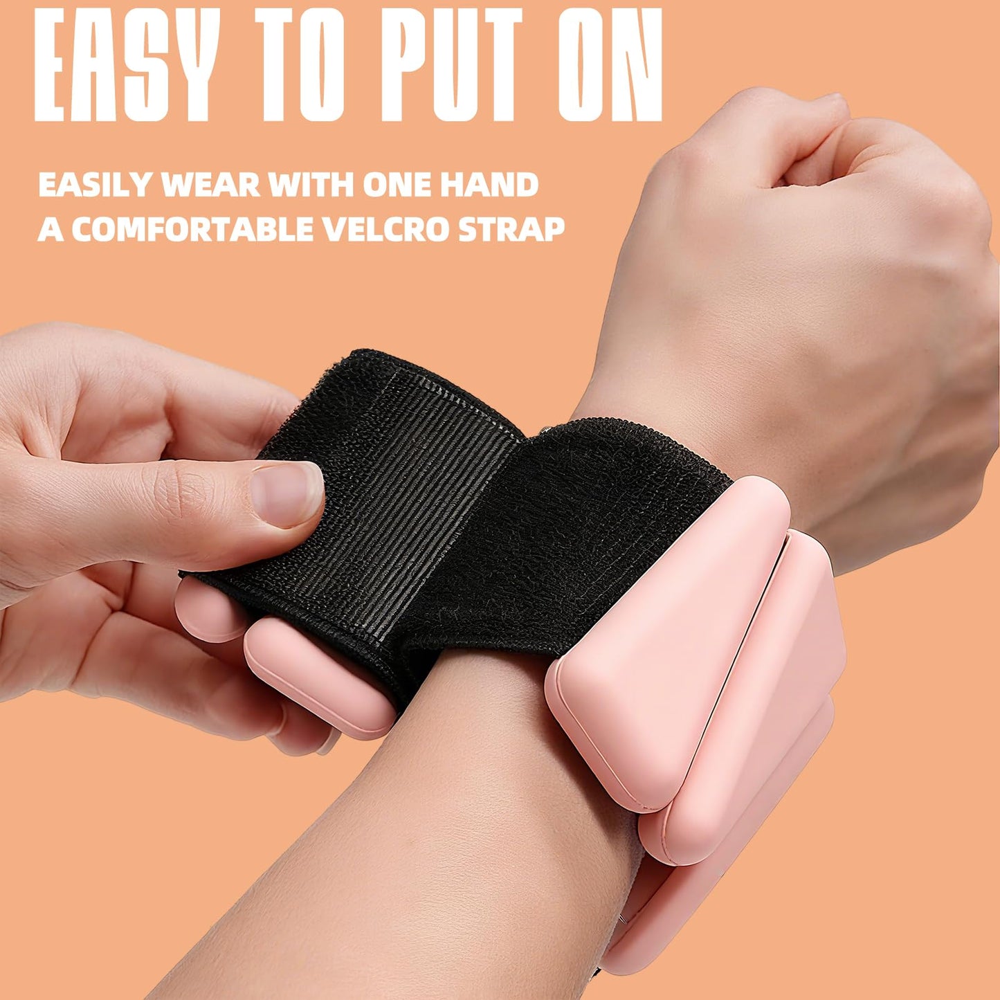 Wrist Weights, Adjustable Ankle Weights for Women Men, Leg and Arm Weights for Home Gym Workout, Running, Yoga, Pilates, Barre, Exercise, Strength Training, 4 LBS Pair 2LB Each (Flesh Pink)