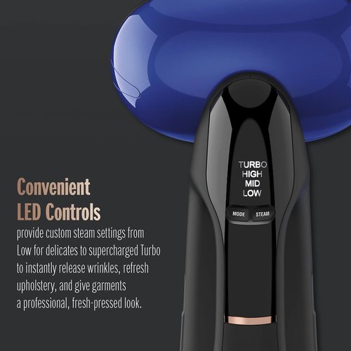 Conair Turbo ExtremeSteam 2-in-1 Handheld Steamer & Iron - 1875W for Effortless Wrinkle Removal | Black/Blue