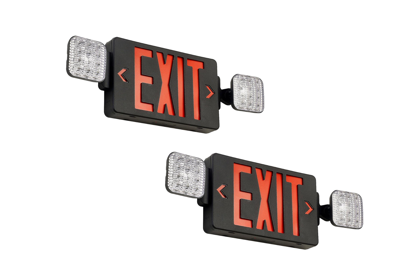 GZRUIYANG Black Housing Exit Sign With Emergency Lights Red, LED Exit Light With Battery Backup, UL 924 Certified, AC 120/277V, Commercial Lights Combo for Business - 2 Pack