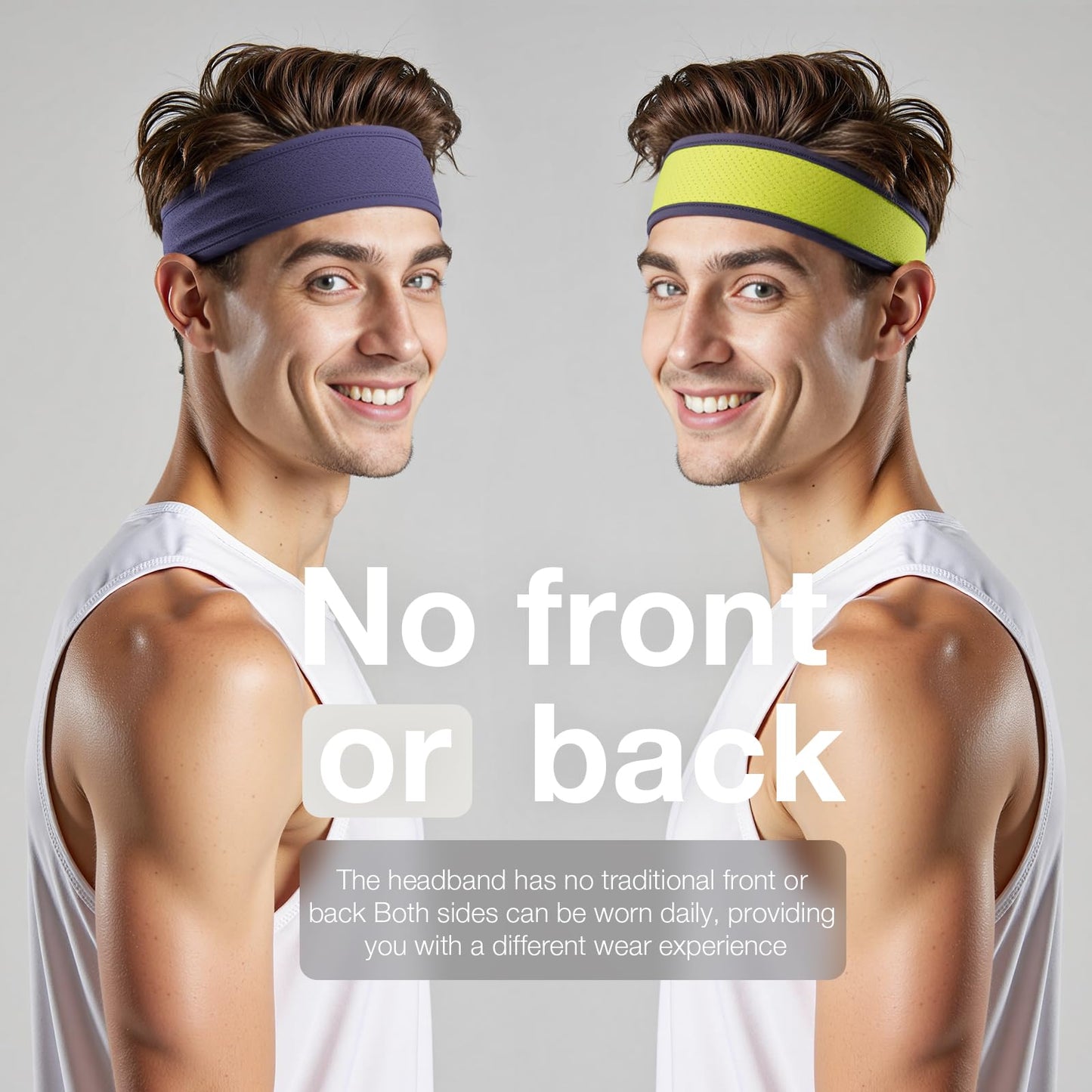 Braylin Men's Headband, 3-Pack Men's Sweatband, Sports Headband for Running, Cycling, Basketball, Fitness Workout, Unisex Headbands