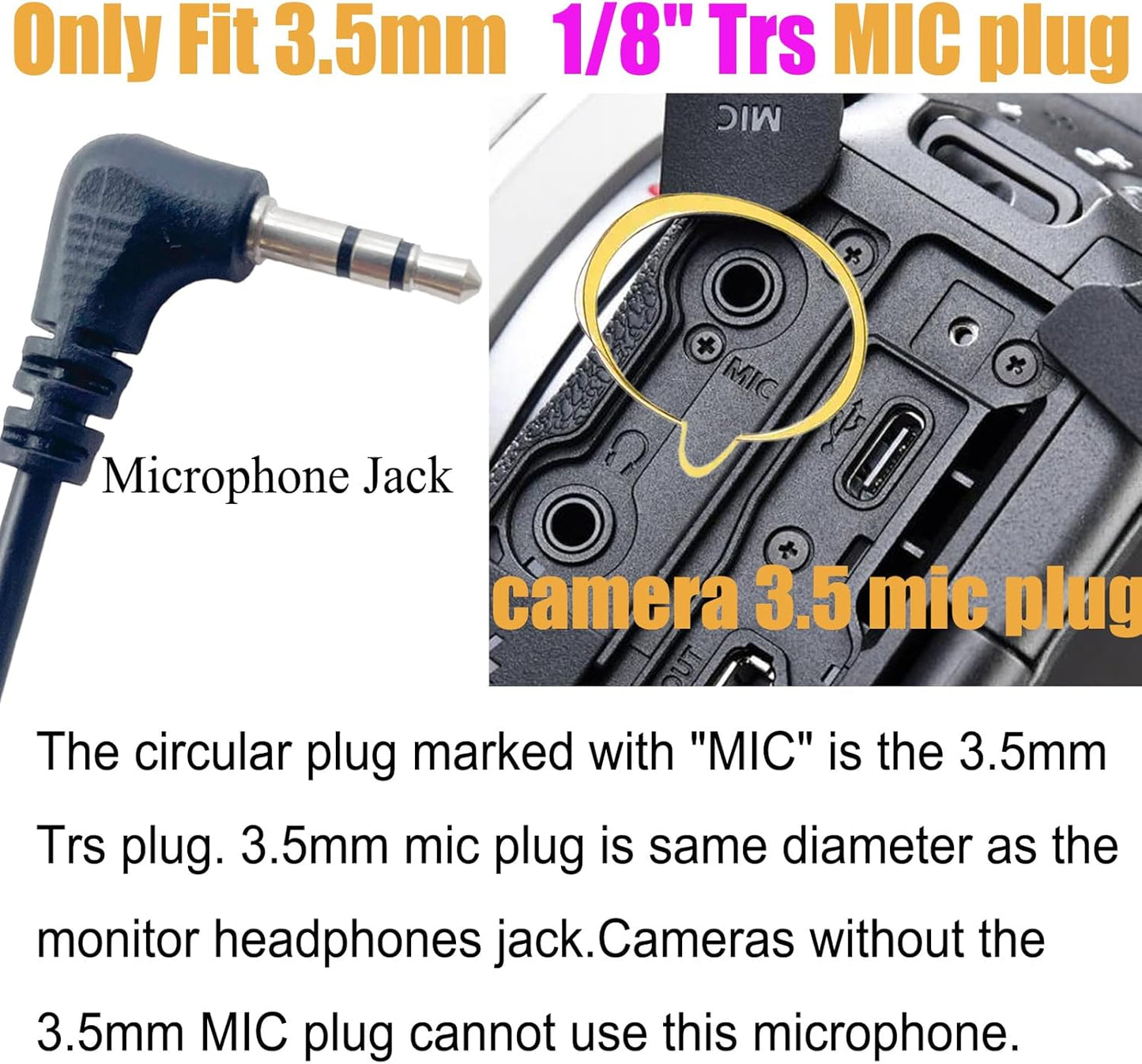 3.5mm (1/8") Camera Microphone, Video Microphone for DSLR Close Interview Shotgun Mic for Canon Nikon Sony Fuji Mic