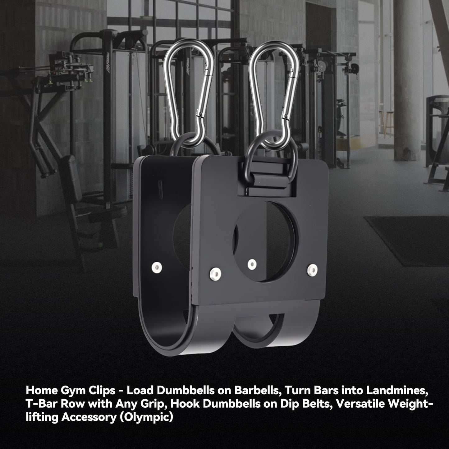 BROQIXIN 2 pcs Home Gym Clips : Load Dumbbells on Barbells, Turn Bars into Landmines, T-Bar Row with Any Grip, Hook Dumbbells on Dip Belts, Versatile Weightlifting Accessory