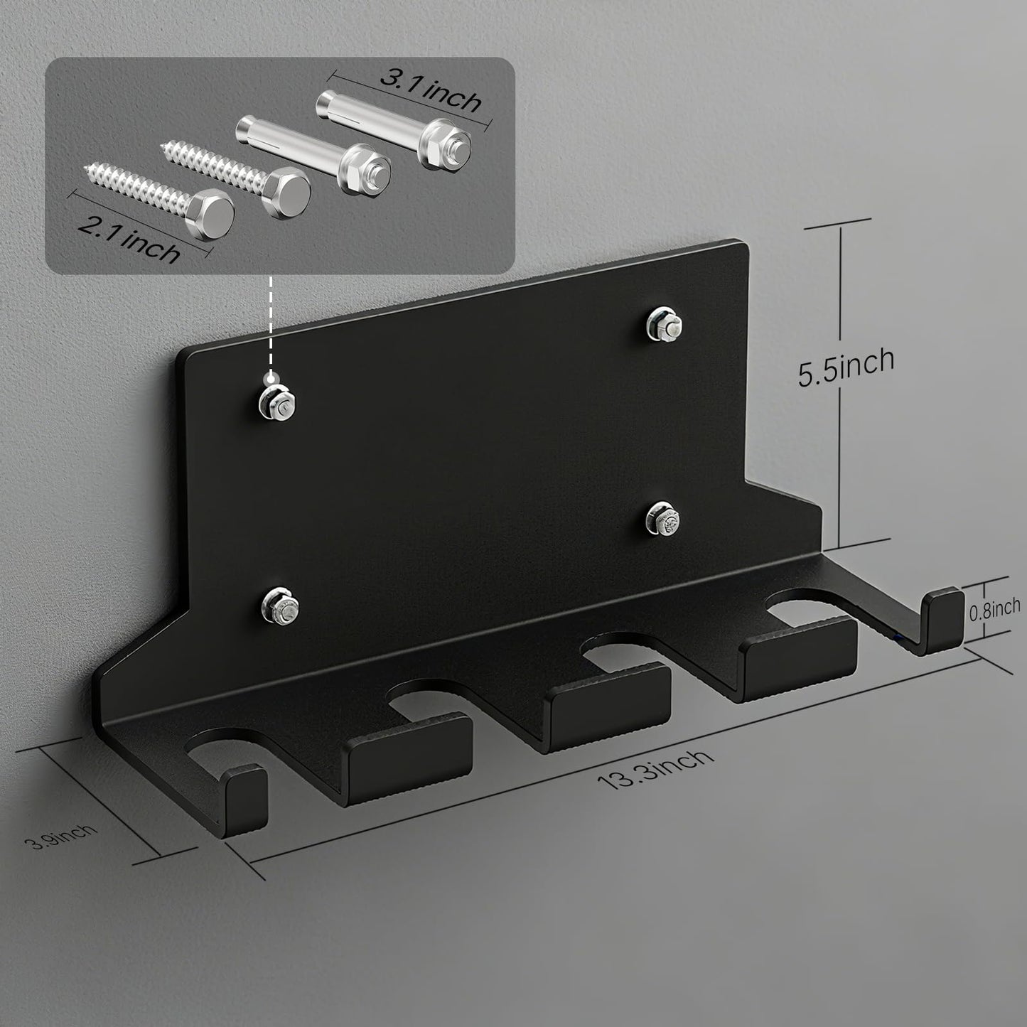 POWER GUIDANCE Olympic Barbell Hanger,Garage Gym Bar Wall Rack,Vertical Barbell Mount Rack,Space Saving Commercial or Home Gym Accessory (‎Black 4Hook)
