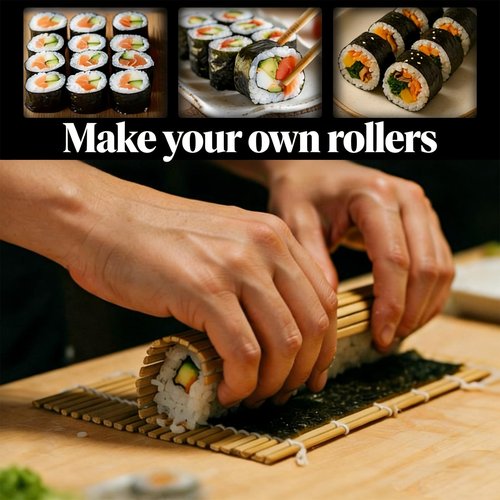 MIUQILAIY 9.5"x9.5"Bamboo Sushi Rolling Mat,kimbap roller(4 PCS)