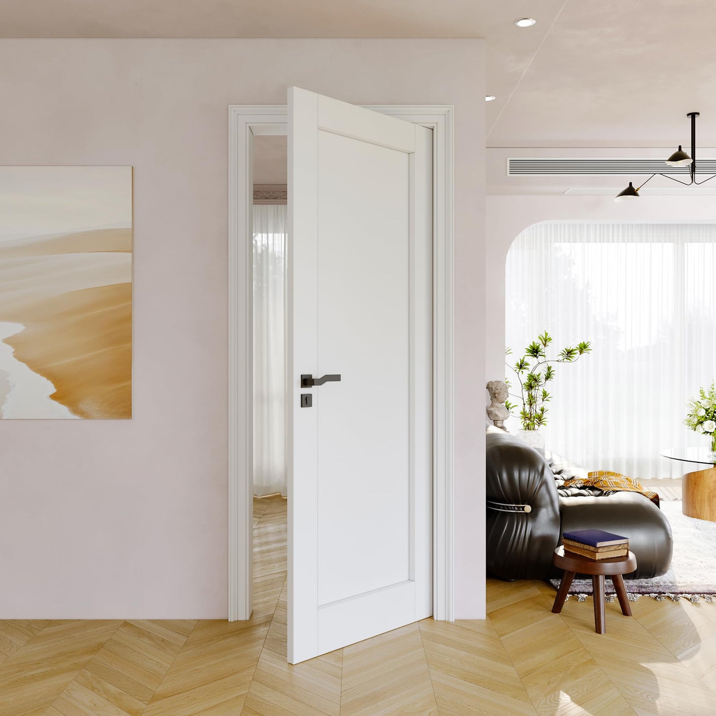 Slab Door Interior, Solid Core Pre-Built Wood Doors 30"x80", 1-Panel White Bedroom Door Shaker, Pantry, Bathroom, Laundry Swing Door w/o Frame, Pre-Finished & Paintable with CARB P2
