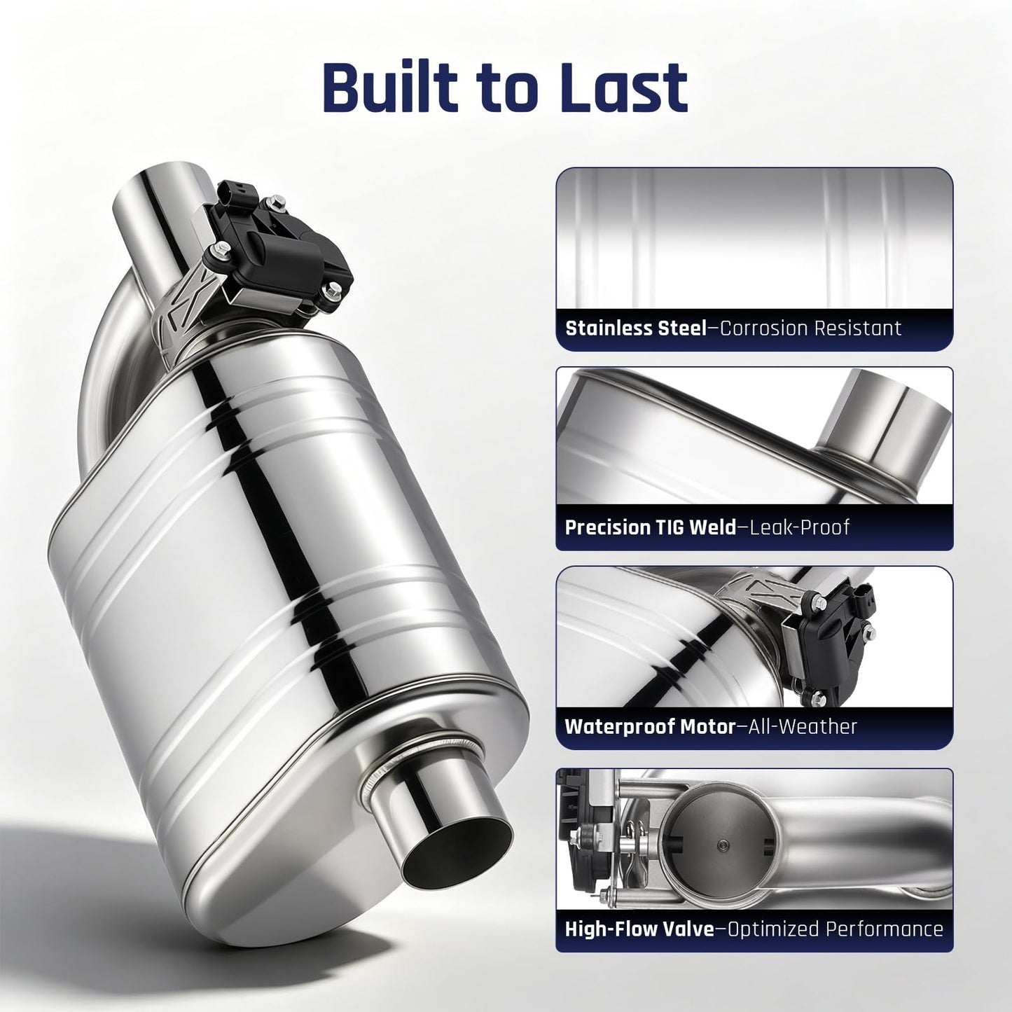 SPELAB Exhaust Cutout 2.5 Inch Valved Muffler Vacuum Exhaust Valve Kit with Muffler Front Exhaust System Kit