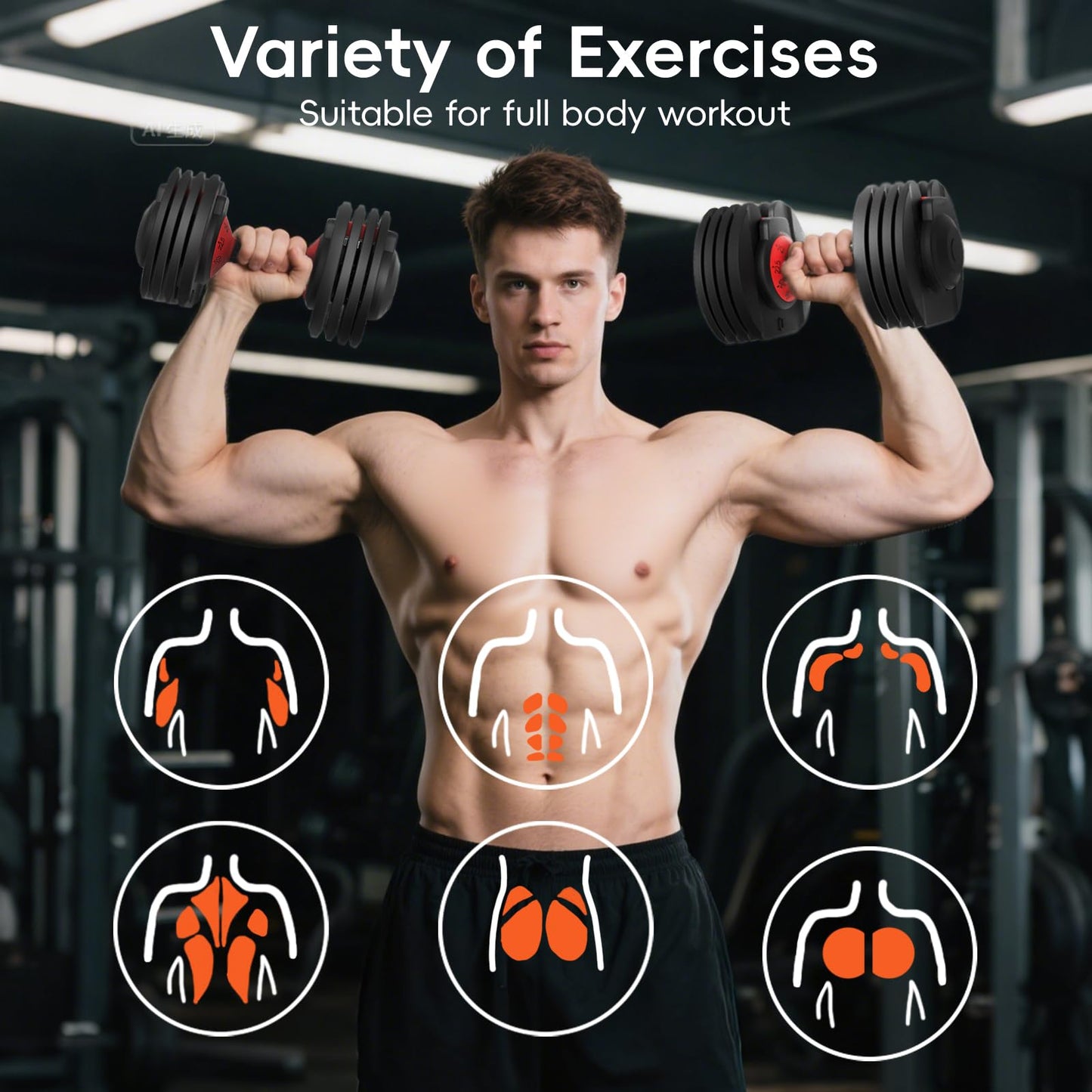 Upgraded Adjustable Dumbbells Set 25 lbs, 9 Weights Dumbbell Set, Quick Adjustable Dumbbells For Men Women Home Gym with Anti-Slip Handle, Safe and No Falling