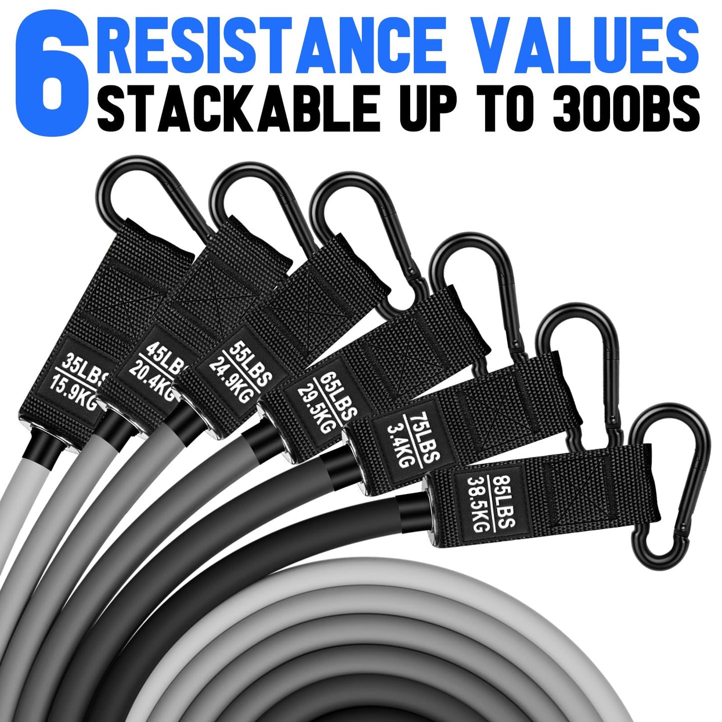Heavy Resistance Bands for Working Out, 300lbs/360lb/420lb Exercise Bands Workout Bands with Handles, Door Anchor, Ankle Straps, Home Gym Workout Equipment for Men Fitness Strength Training Stretching