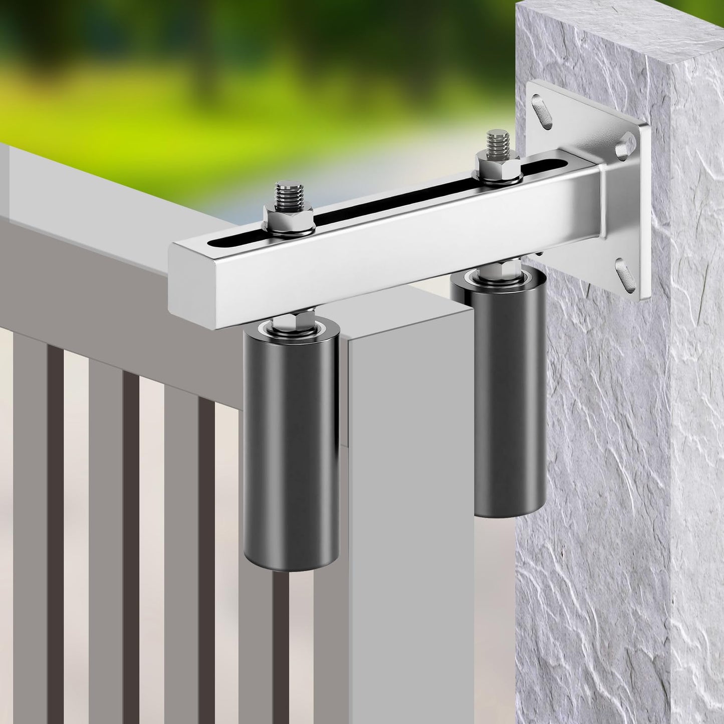 6" Slide Gate Guide Roller – UHMW Hard Nylon Adjustable Support Assembly for Sliding Gates, Prevents Gate from Tilting or Falling (Silvery)