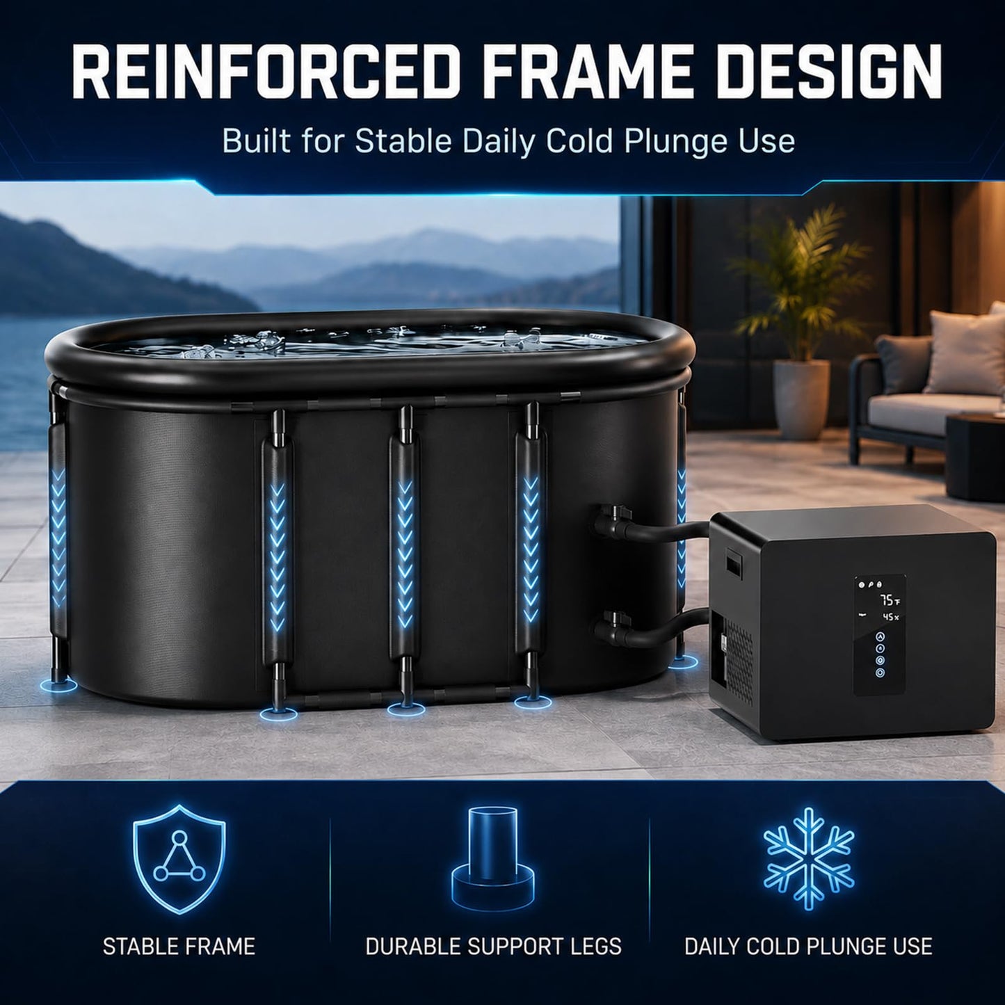 Ice Bath Chiller & Cold Plunge Tub Bundle, 1/3HP Cold Plunge Chiller with Built-In Pump & Metal Filter, 148 Gal Insulated Ice Bath Tub with Lid, Cold Therapy Recovery System for Home & Outdoor Use