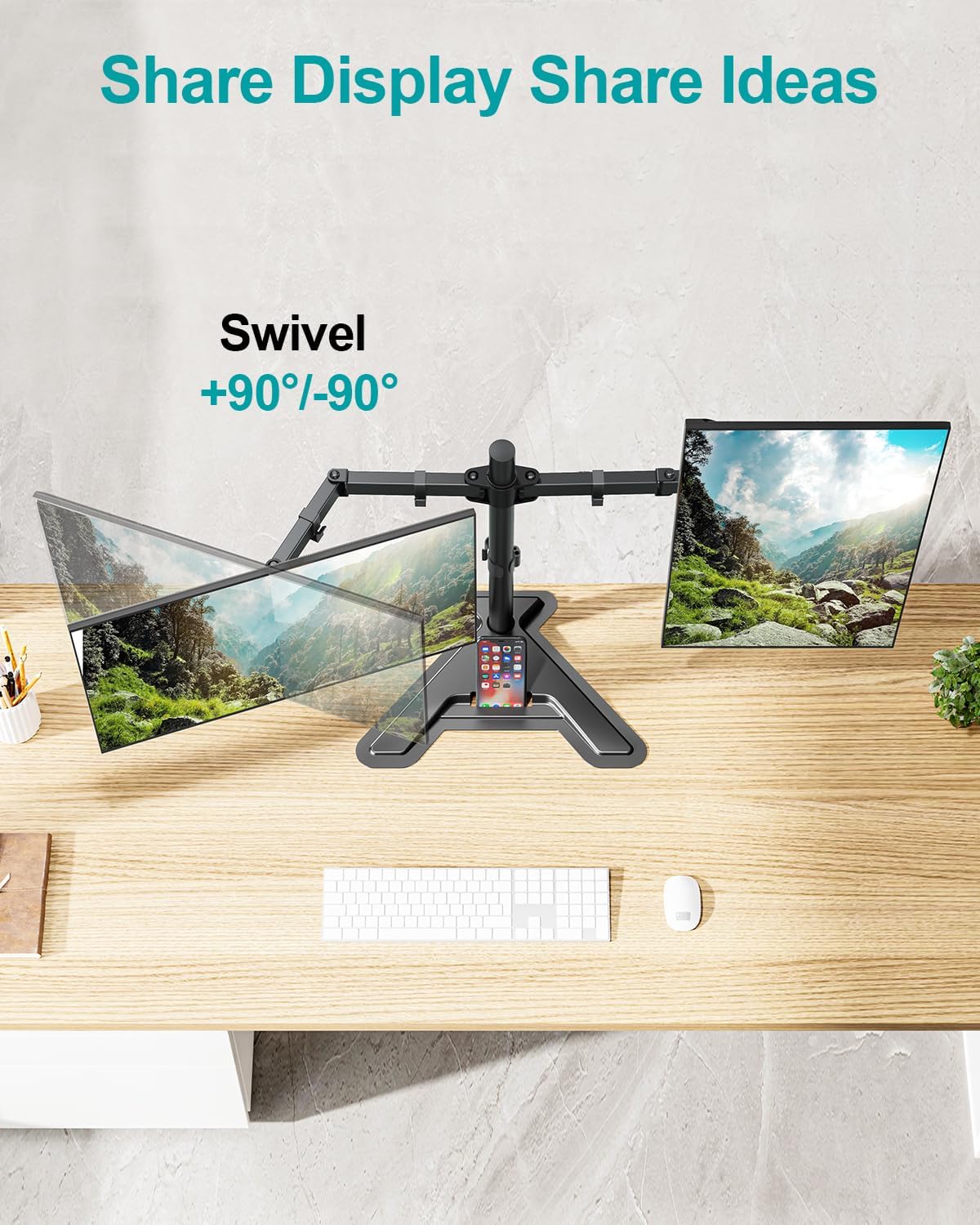 MOUNT PRO 2 27 inches,17.6lbs 75x75 100x100, Dual Monitor Stand, Free-Standing Full Motion Monitor Desk Mount Fits
