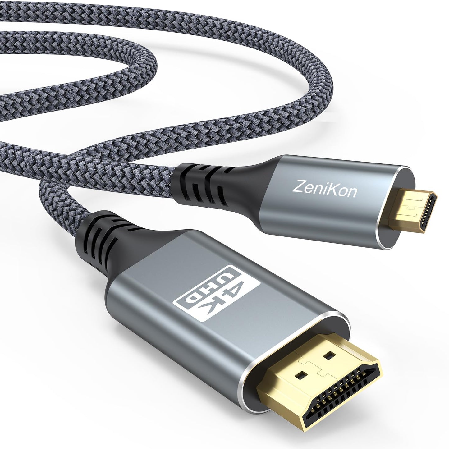 4K 6FT, 4K@60Hz, 2K@165Hz, 3D 5/4, Micro HDMI to HDMI Cable High Speed HDMI to Micro HDMI Cable Adapter Nylon Braided