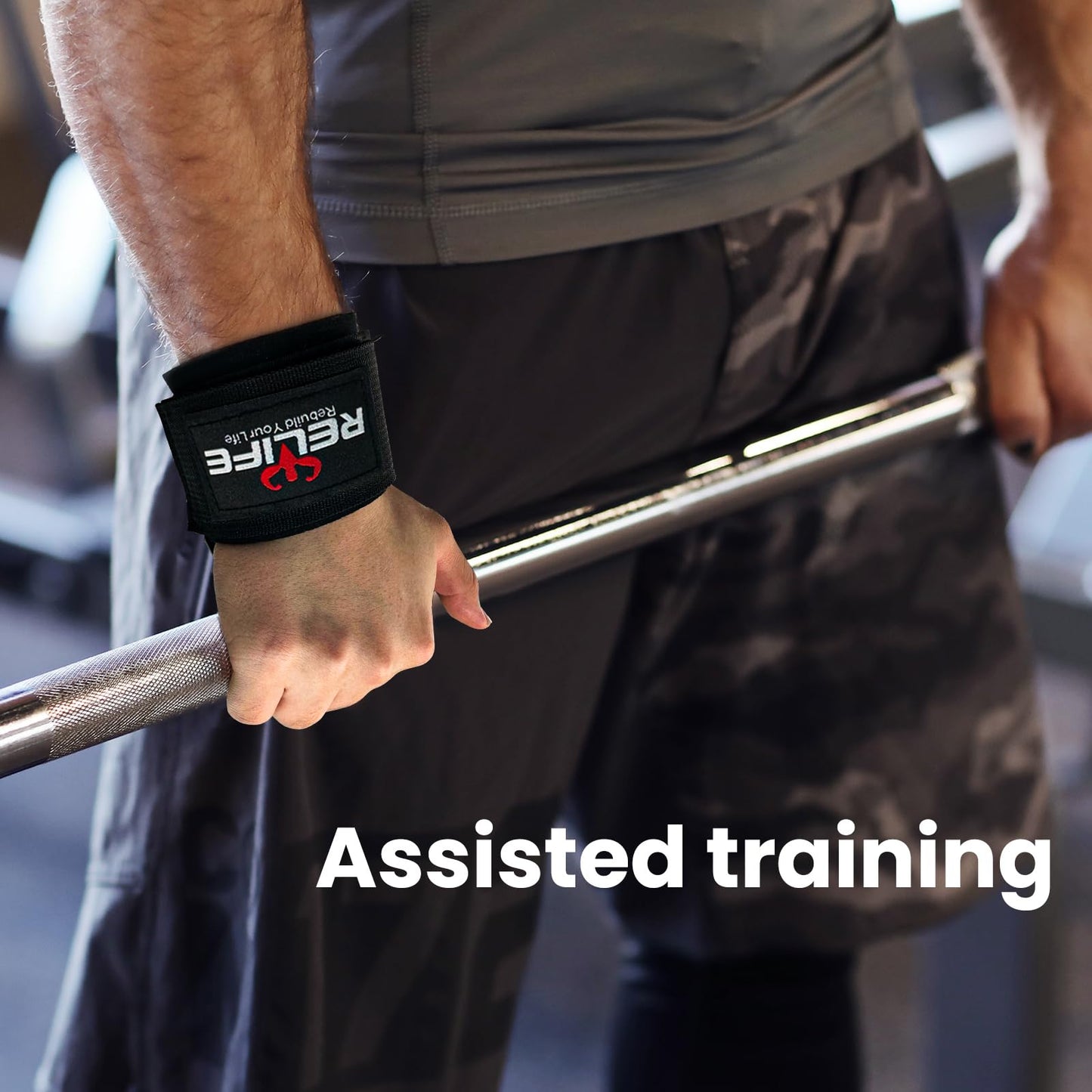 RELIFE REBUILD YOUR LIFE Lifting Hooks for Men and Women(Pair), Pull Up Straps, Gym Reapers Lifting Wrist Grips, Heavy Powerlifting, Lifting Hooks for Weight Lifting Black