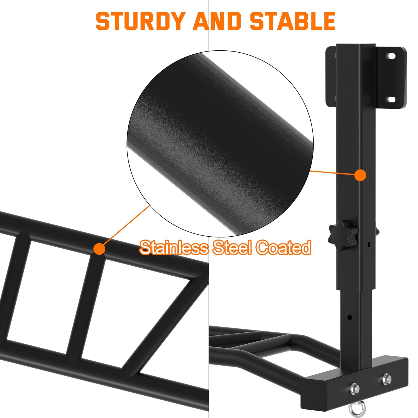 HWOOUSA 48" Joist Mounted Pull Up Bar, 600LBS Heavy Duty Multi Grip Ceiling Mount Chin Up Bar, Ceiling Beam for Home Gym/Garage/Basement with 5-Height Adjustable& Round Anchors, Easy to Install