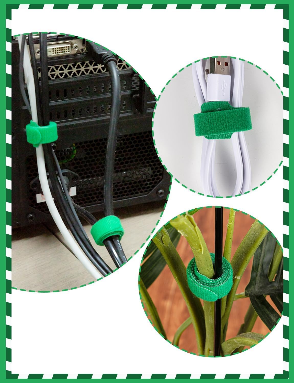 LSLYHTC 200Pcs 12 Inch Reusable Cable Ties - Adjustable Cord Organizer Hook and Loop Wire Ties for Electronics, Home