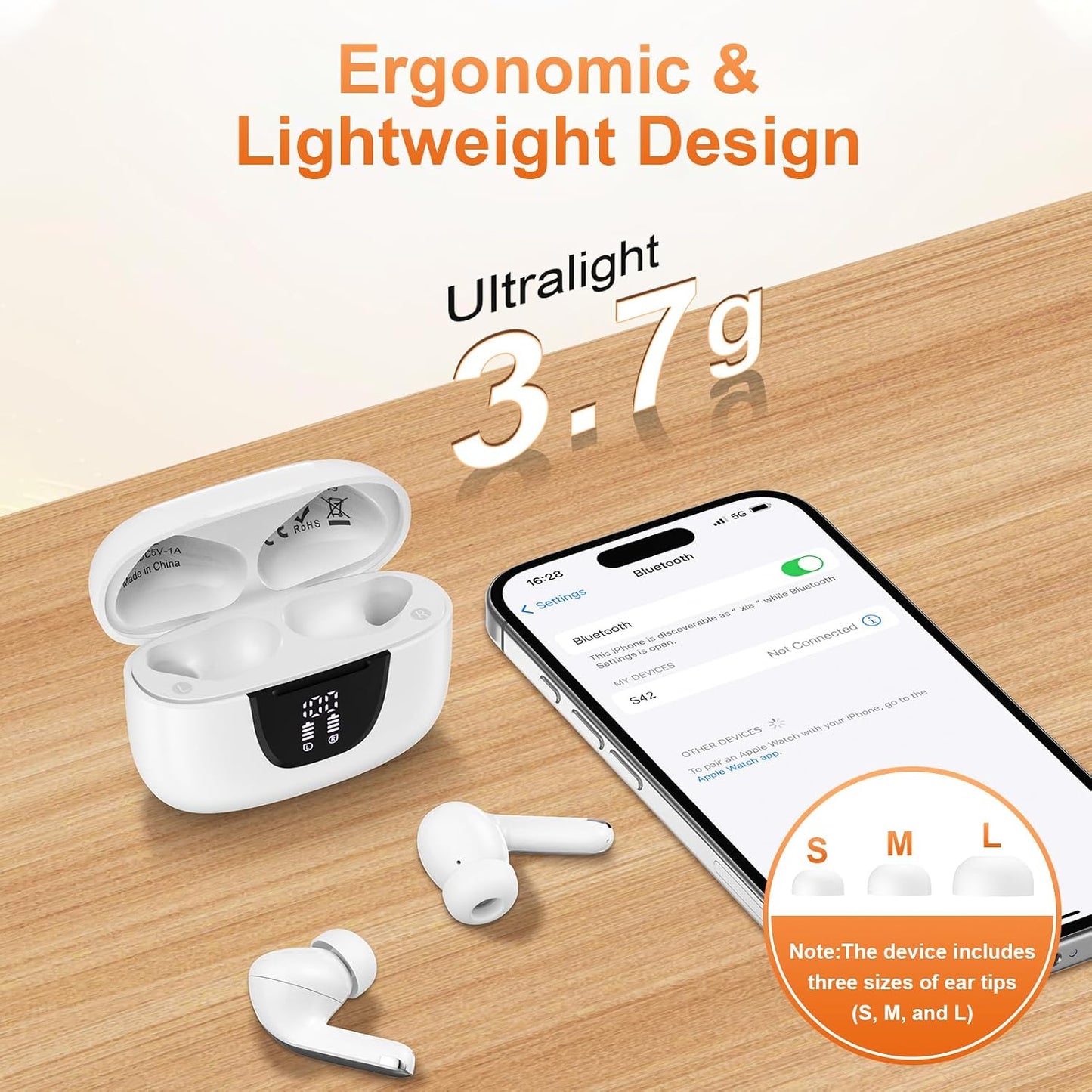 5.3 60H Ear bud Bluetooth Wireless Earbuds ear phone with mic Noise Cancelling Waterproof Earphones blue tooth