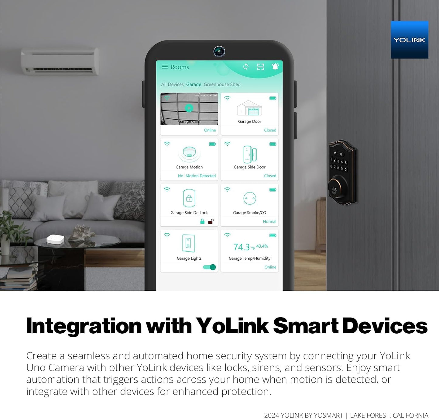 YoLink 2.4G 1080p 2-Way 64G 360 Uno WiF Wireless Home Security Camera Indoor, for Baby and Pet Monitor, Dog Camera