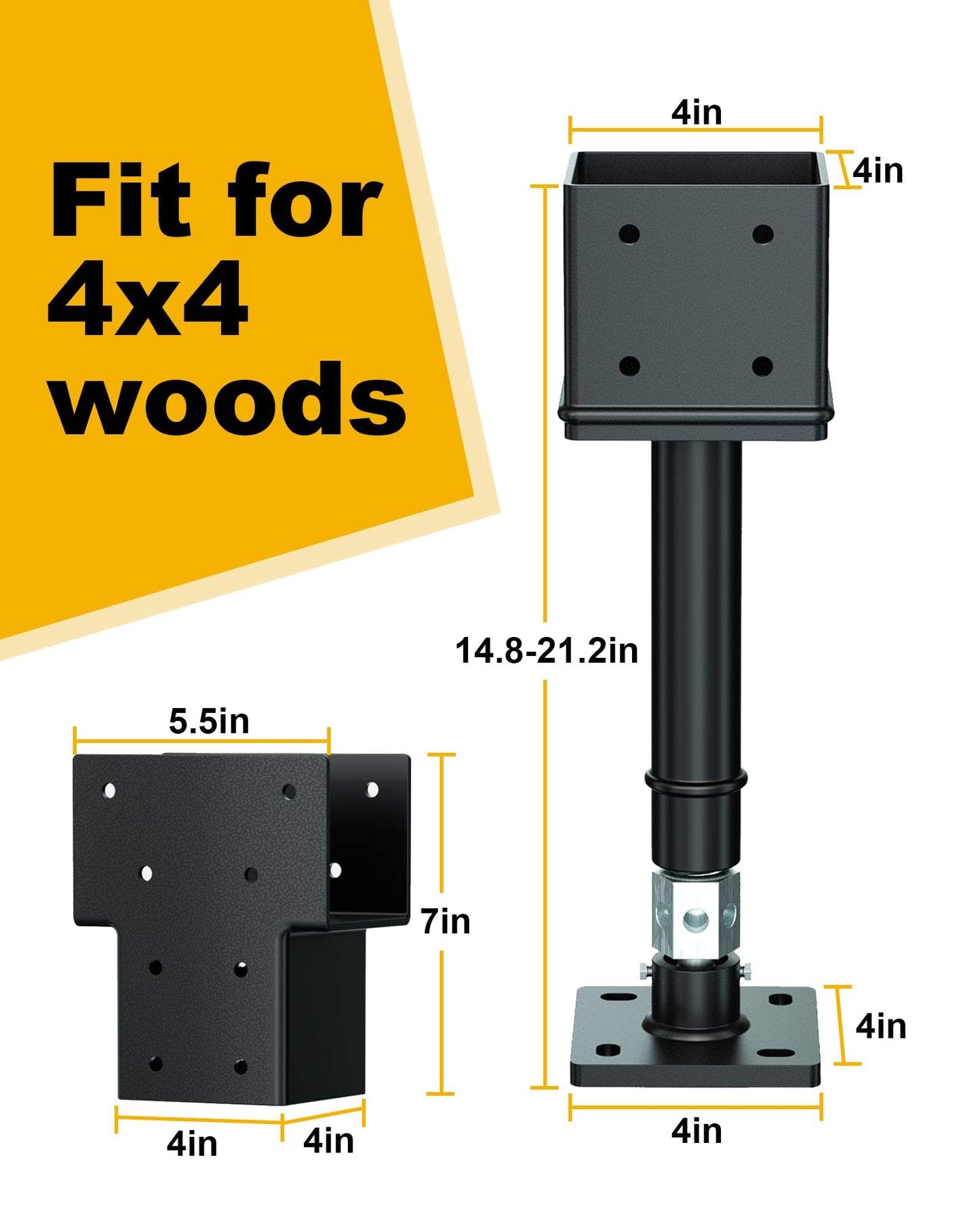 FMhotu Screw Jack Post Kit, 4" x 4" Adjustable Shore Jack & Purlin Splicer, 66000 lbs Max Load Capacity, Temporary House Pole for Leveling, Lifting Floor Crawlspace Basement Shore Beam