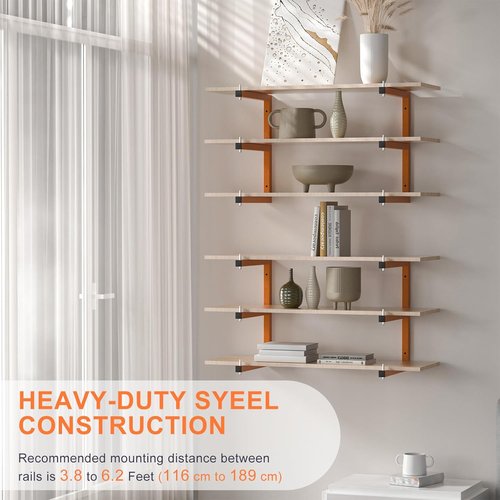 Lumber Rack | 6-Pack Wall-Mounted Heavy Duty Wood Storage Racks - 1980 LB Capacity, Orange