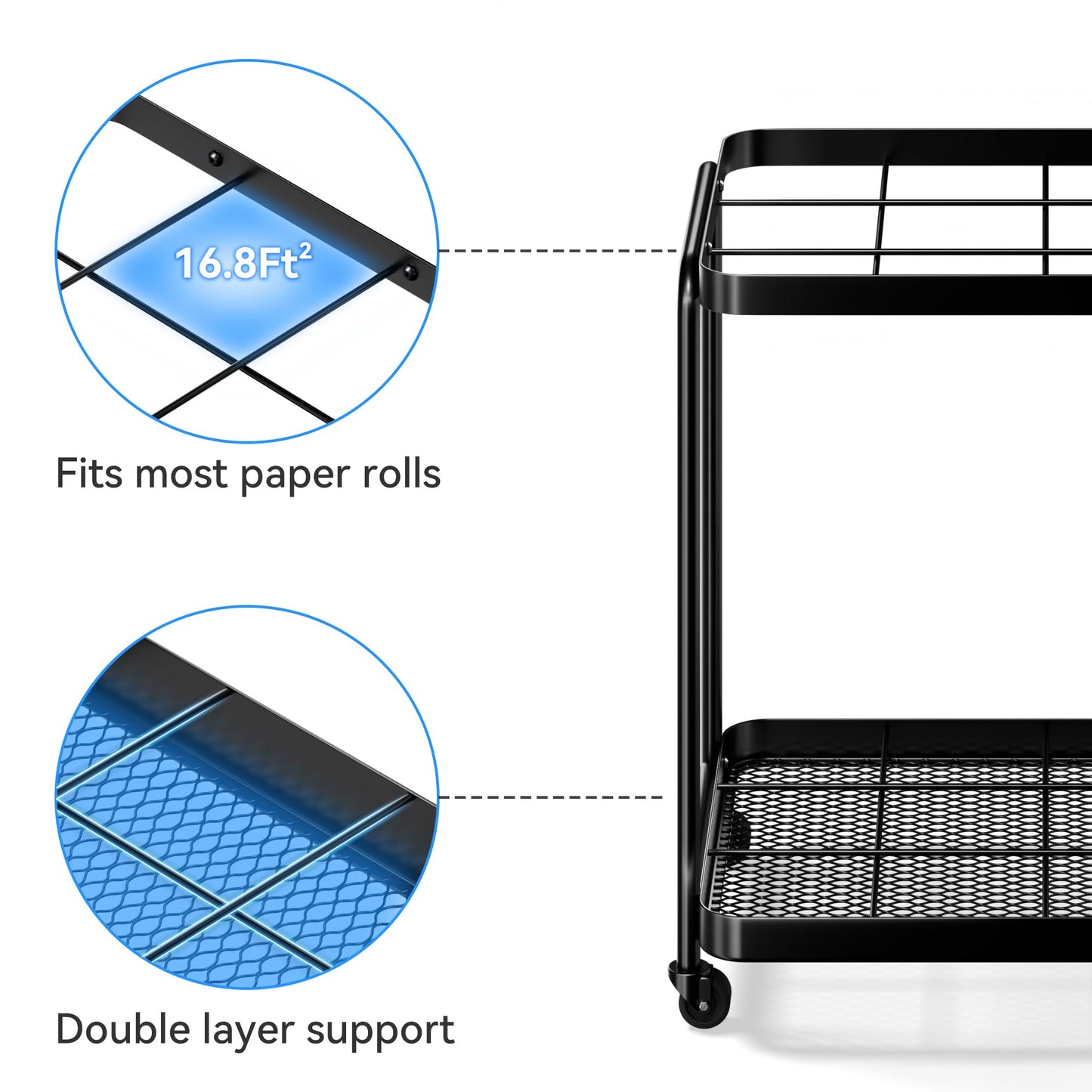 Josmimic Blueprint Storage Rack with Silent Wheels,12 Slots（4.3‘’×3.9‘’） Wrapping Paper Organizer Storage, Sturdy Cart for Organizing Construction Plans, Artwork,Map,Posters in Home/Office/School