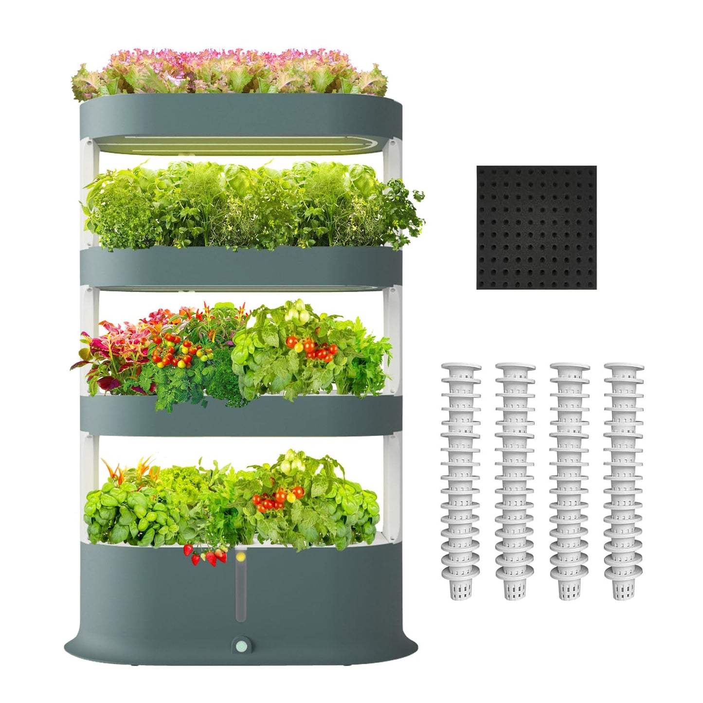 Lyfreen 4-Tier 64-Pod Hydroponics Growing System, Large Vertical Hydroponic Garden with LED Grow Lights & Automatic Water Pump, Self-Watering Planter for Herbs, Lettuce & Vegetables