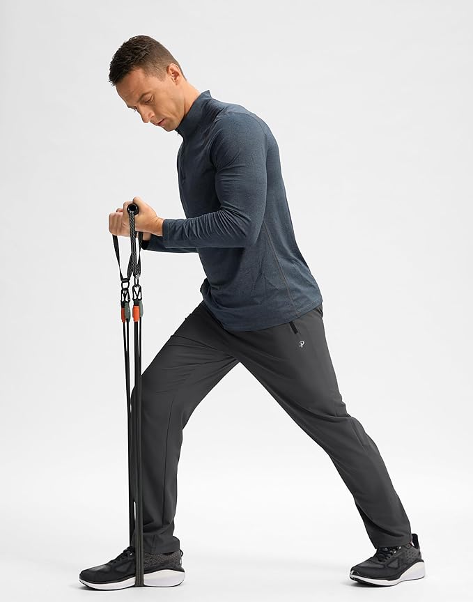 Pudolla Men's Lightweight Hiking Pants Quick-Dry Outdoor Sweatpants with Zipper Pockets for Casual Travel Athletic Workout