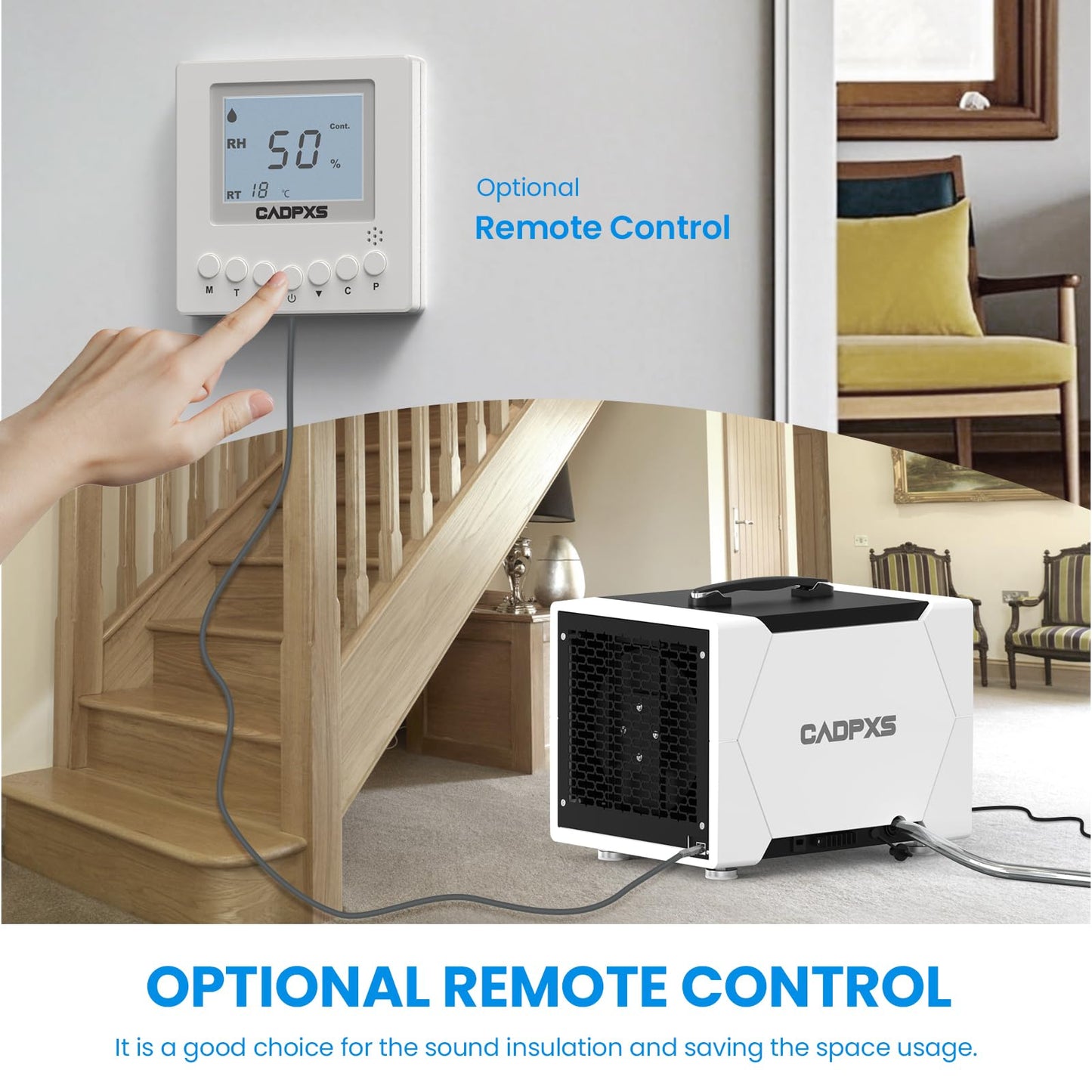 CADPXS Crawl Space Dehumidifier with Drain Hose, 80 Pint Commercial Dehumidifier for Basement, Home Use, Water Damage, Auto Defrost, Memory Start, cETL, Up to 1000 Sq Ft, 5 Years Limited Warranty