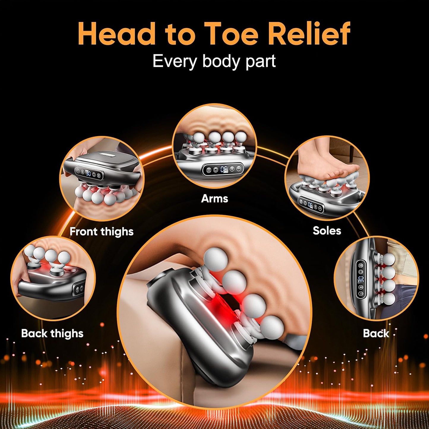 16 Head Massage Gun Deep Tissue - 2026 Upgrade 16-Drive Back Muscle Massager with 3 Modes & 30 Intensities, Portable Quiet Percussion Massager for Legs, Waist, Back, Neck, Buttocks Muscles Pain Relief