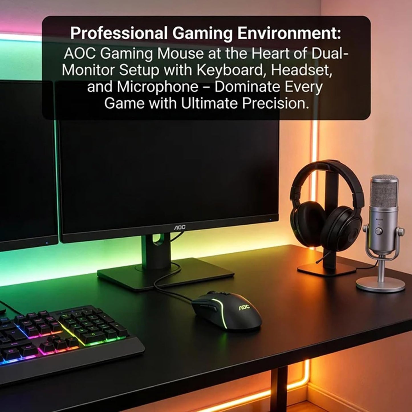AOC 7200DPI 7 Programmable GM170 Wired Gaming Mouse, RGB Ergonomic Computer Mouse with Optical Sensor Game Corded