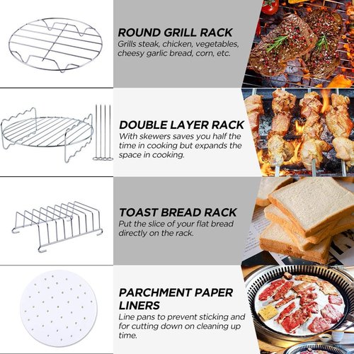 Air Fryer Accessories Set by [Brand Name] - 12-Piece Kit for 5.3Qt+ Air Fryers | Nonstick, Dishwasher Safe