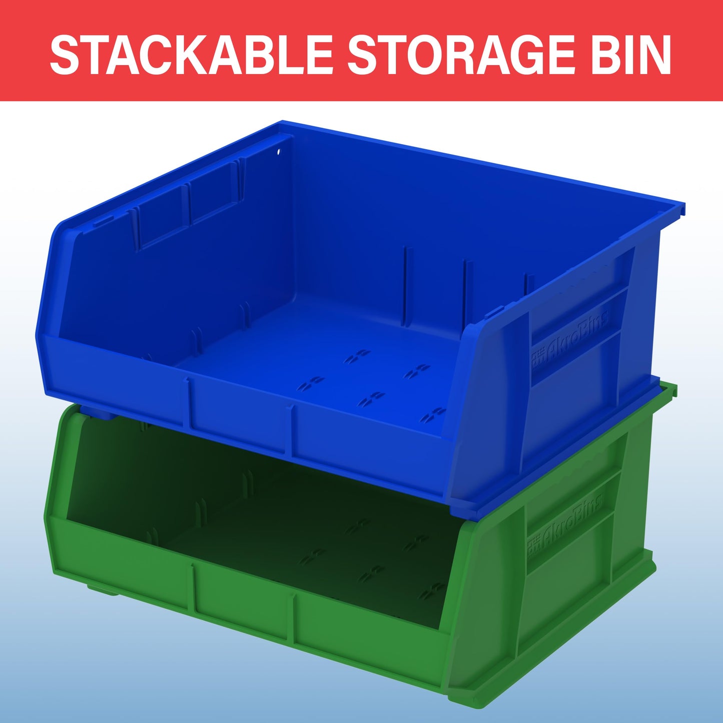 Akro-Mils 30250 AkroBins Plastic Storage Bins, Space-Saving Stackable Bins for Garage, Pantry, Craft Organization, 15" x 16" x 7", Black, 6-Pack