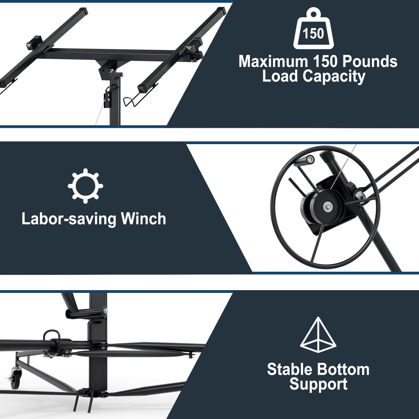 Drywall Lift 16 Ft,Drywall Rolling Lifter Panel,150LBS Heavy Duty Sheetrock Hoist Panel Hoist Jack With 360° Adjustable Telescopic Arm & 3 Lockable Wheels (16ft)