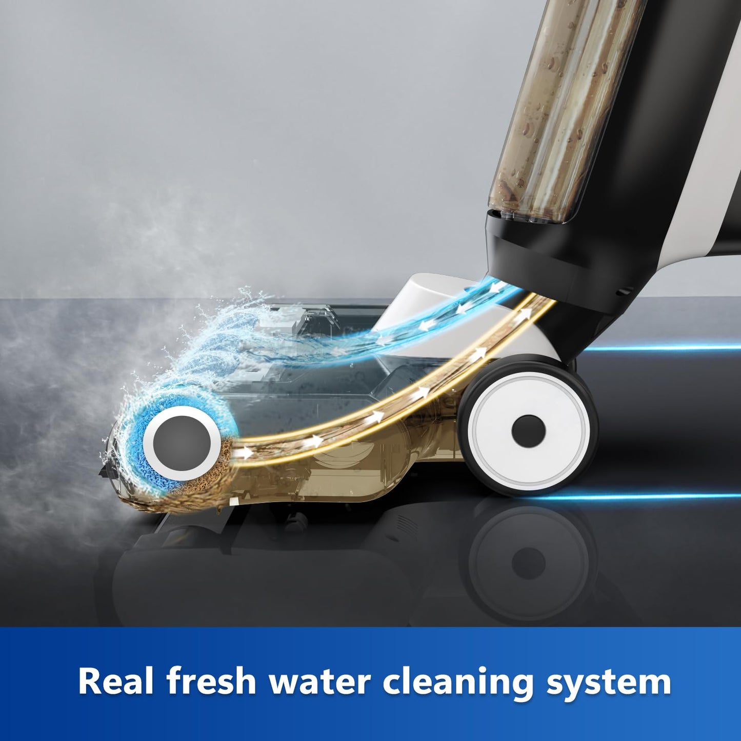 SUNSMAI 4-in-1 Steam Vacuum Mop - High-Performance Wet Dry Floor Cleaner for Hardwood Floors Carpets, 212°F Steam for Tough Stains, Self-Cleaning LED Display