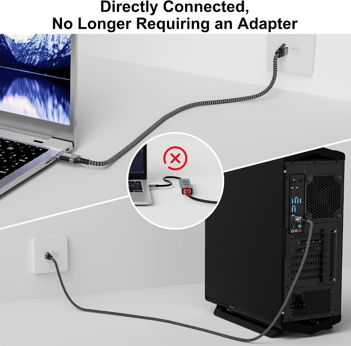20 3.0 RJ45 5 USB to Ethernet Cable FT, USB A Male to Male Cord, Directly Connected, Aluminum Portable Gigabit LAN