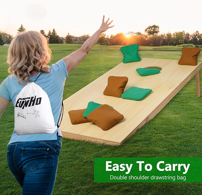 EunHo Cornhole Bags Set of 8 Regulation Size & Weight Corn Hole Bean Bags Official Professional All Weather for Tossing Game with Carry Case