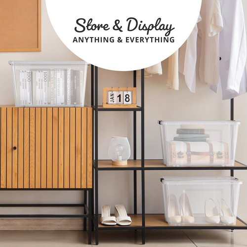 Lifetime Appliance Parts 54 Qt. Clear Plastic Storage Bin Tote - Ultra Durable Lid & Secure Latching Buckles