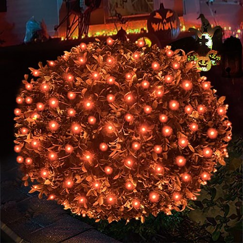 HISHINY Halloween Lights - 100 LED Orange Net Lights | Waterproof, Connectable Design for Outdoor Decor