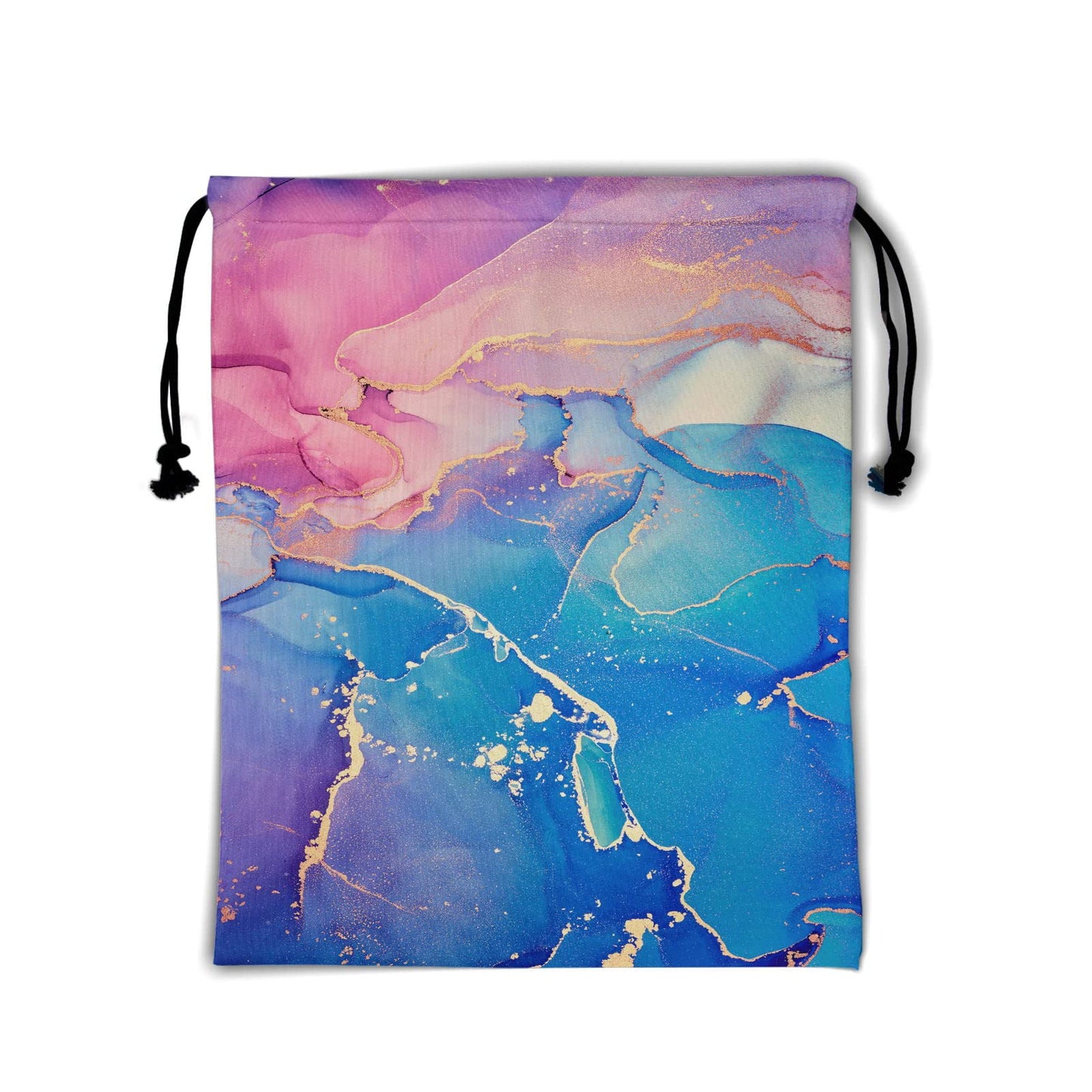 Pink Marble Gymnastics Grip Pouch - Gymnastic Bags for Gymnasts, Glitter Texture, Blue, Purple, Gold, Abstract Ink Paint, Water Resistant, Adjustable 9.25" x 12"